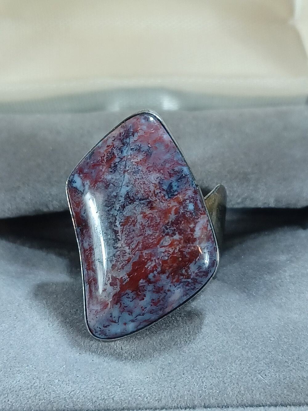 Vintage Gorgeous DTR 925 AGATE Ring Size 5.75 - 6 Red Gorgeous Beautiful